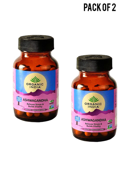 Organic India Ashwagandha 60 Veg Capsules Value Pack of 2 