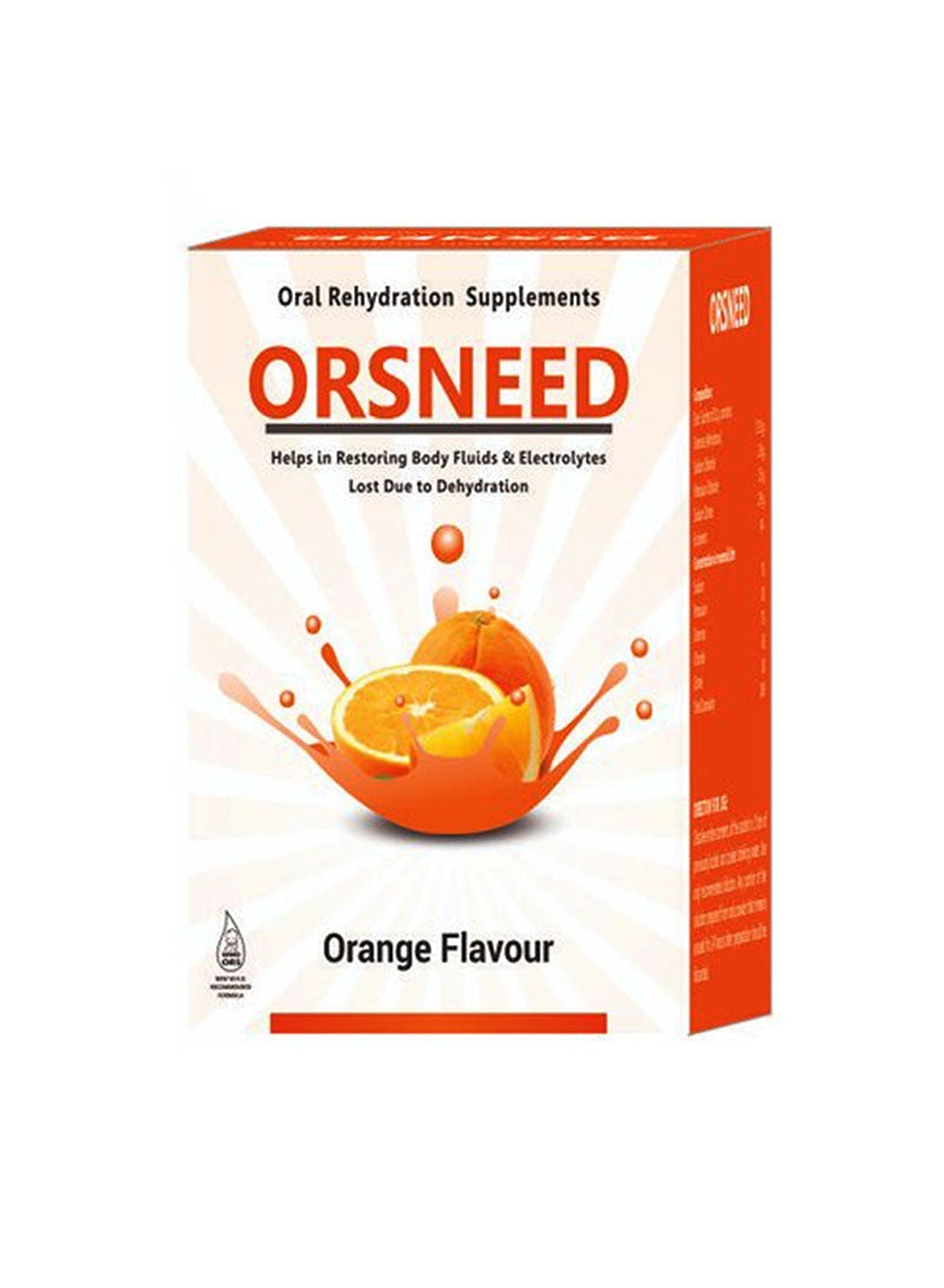 ORSNEED Oral Rehydration Supplements Orange Flavor 10x42g Value Pack of 12 