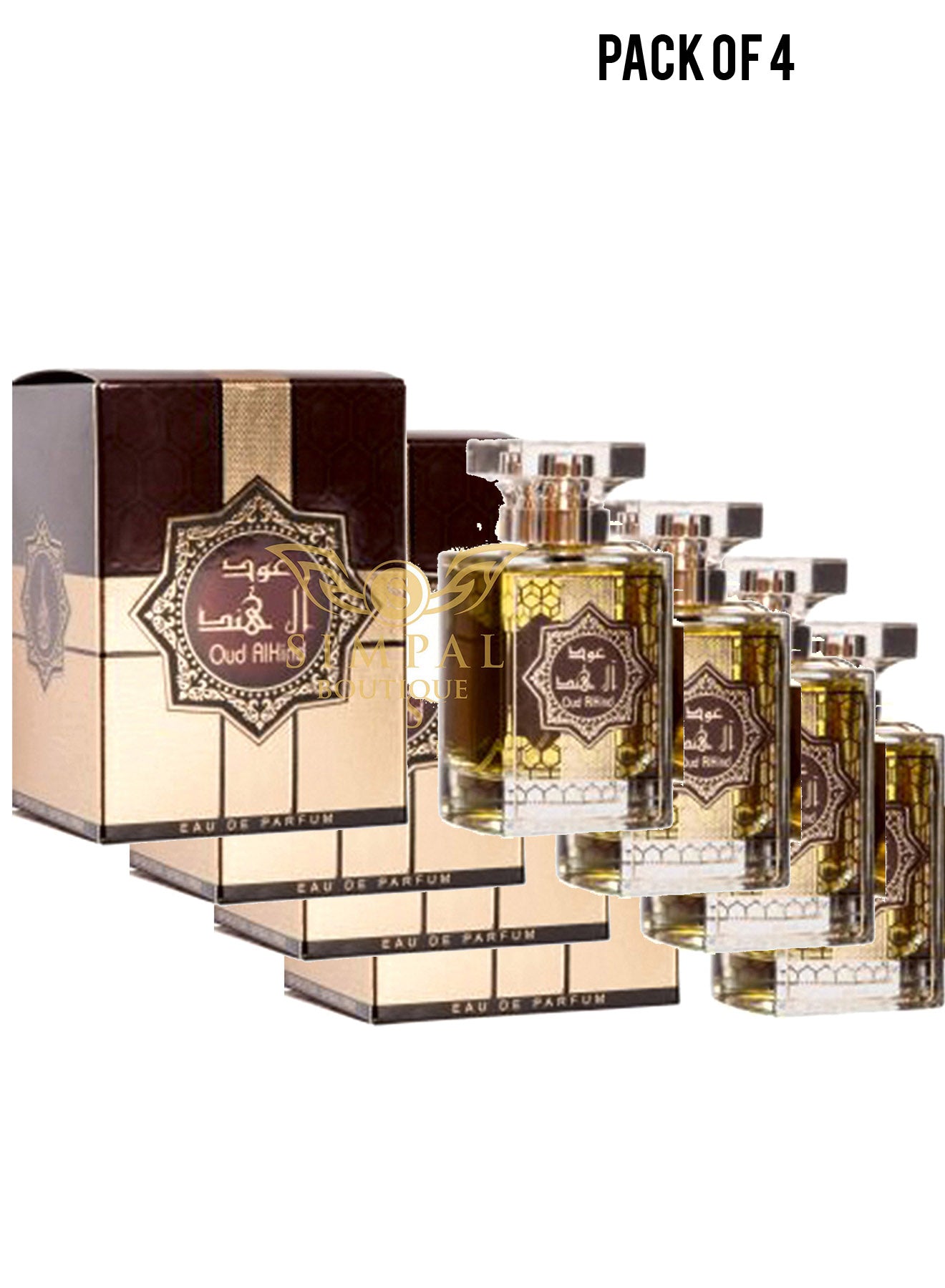 Oud Alhind Eau De Parfum 100ml Value Pack of 4 