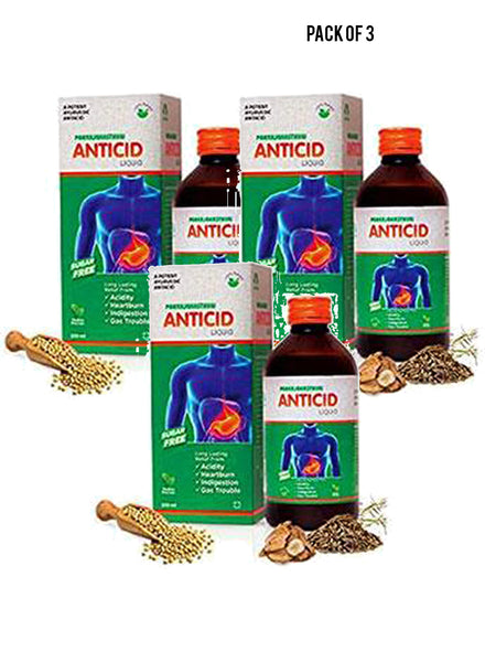 Pankajakasthuri Anticid Liquid Sugar Free 200ml Value Pack of 3 