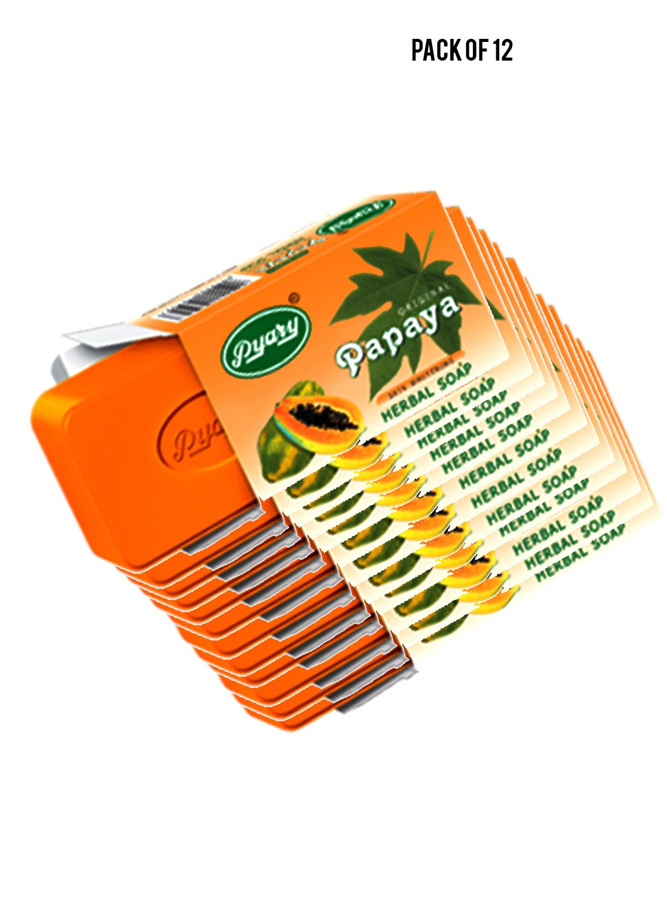 Papaya Skin Whitening Herbal Soap 75g Value Pack of 12 