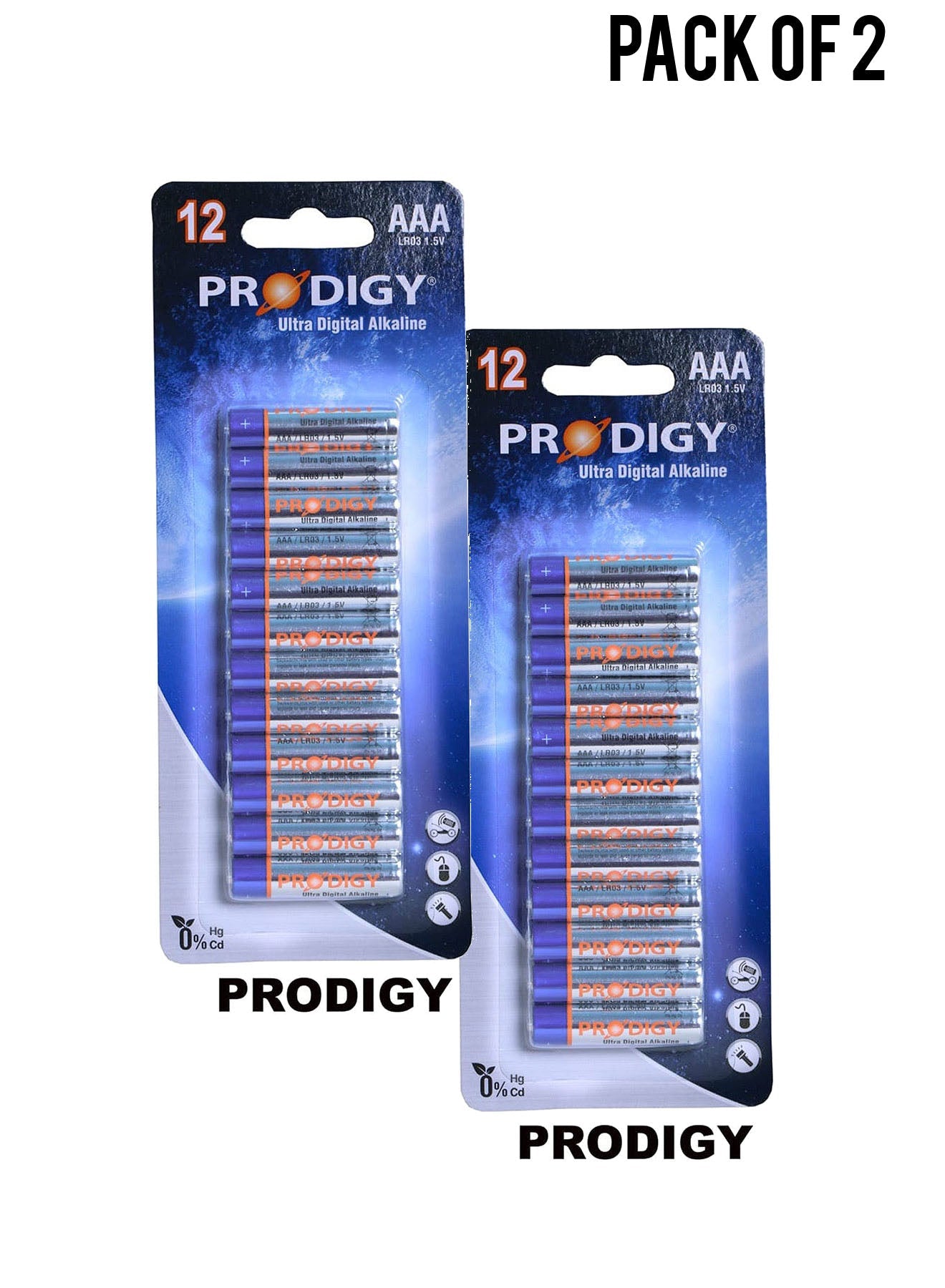 Prodigy Alkaline LR03UD 12B AAA12 Value Pack of 2 
