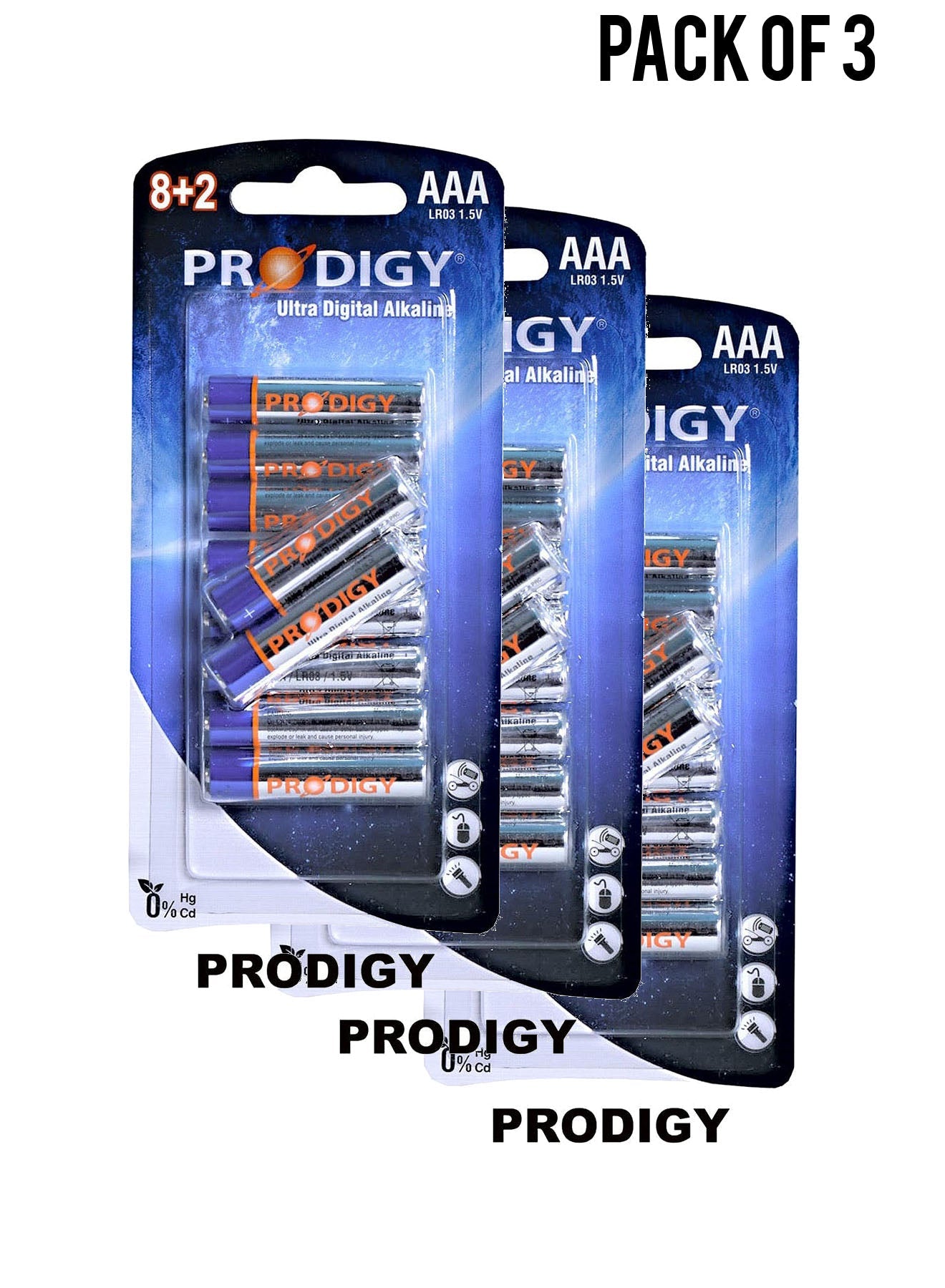 Prodigy Alkaline LR03UD 82B AAA10 Value Pack of 3 