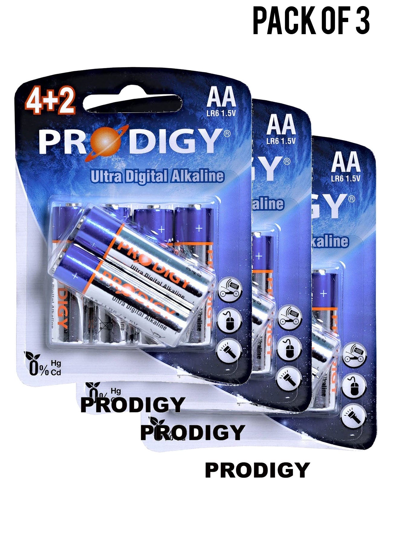 Prodigy Alkaline LR6UD 42B AA6 Value Pack of 3 