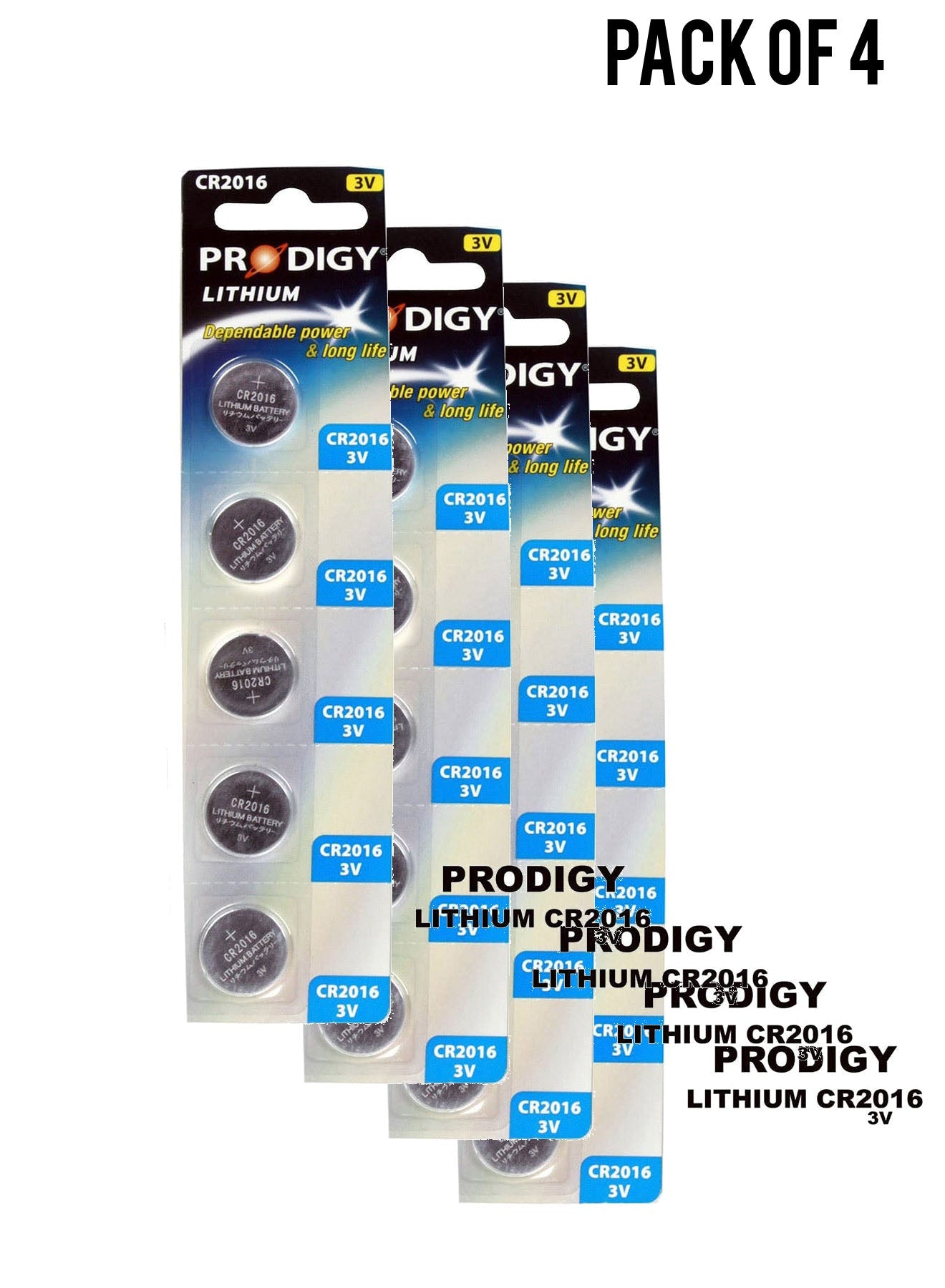 Prodigy Lithium CR2016 3V 5units Value Pack of 4 