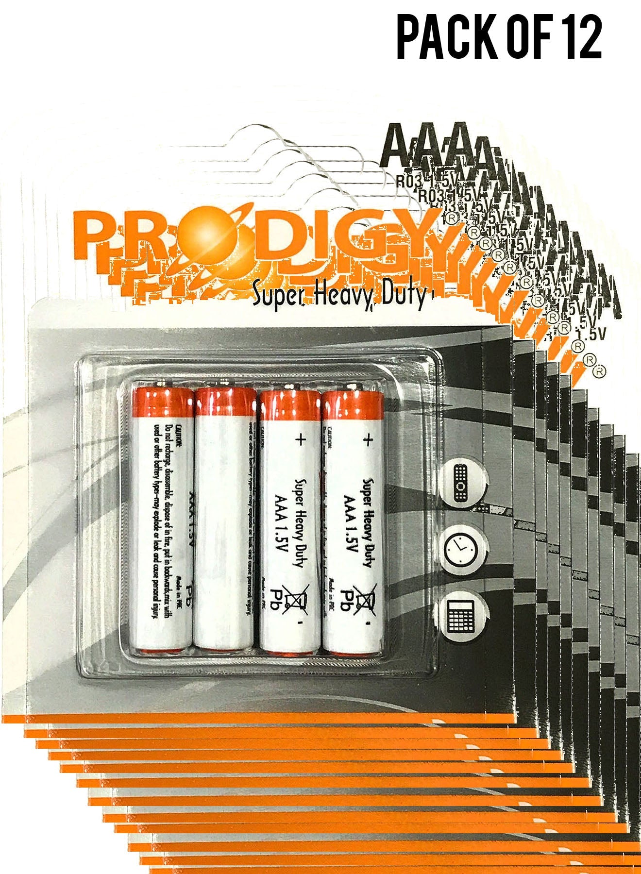 Prodigy Super Heavy Duty R03PVC 15V AAA4 Value Pack of 12 