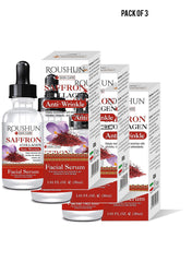 Roushun Saffron  Collagen AntiWrinkle Facial Serum 30 ml Value Pack of 3 