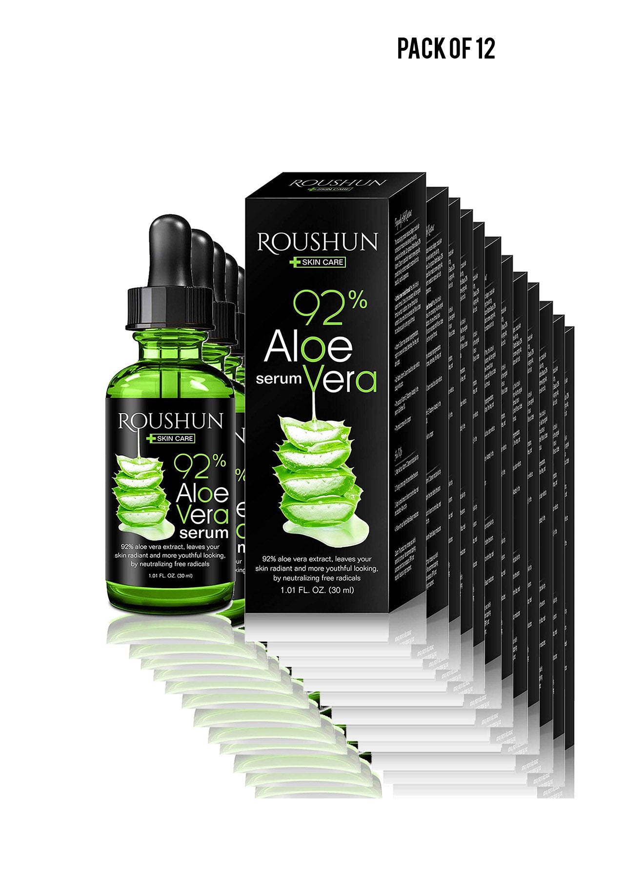 Roushun Skincare 92 Aloevera  Face Serum 30ml101floz Value Pack of 12 
