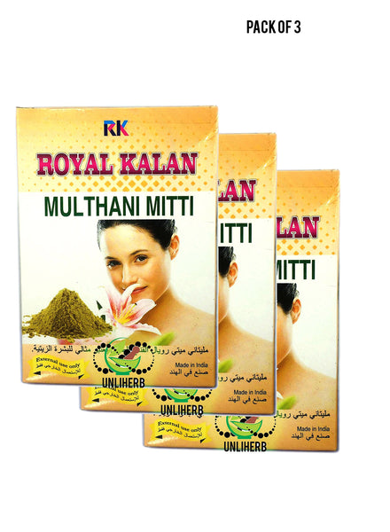 Royal Kalan Multhani Mitti 100g  Ideal for Oily Skin Value Pack of 3 