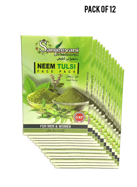 Sanjeevani Natural Neem Tulsi Face Pack 1box4x25g  For men and women Value Pack of 12 