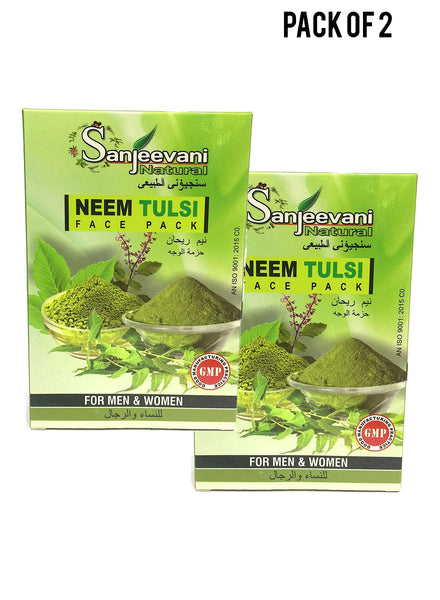 Sanjeevani Natural Neem Tulsi Face Pack 1box4x25g  For men and women Value Pack of 2 