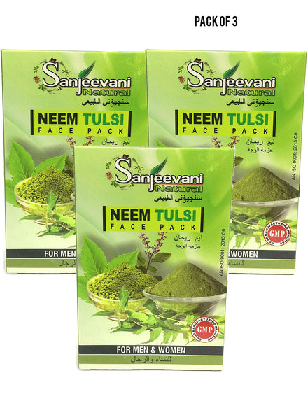 Sanjeevani Natural Neem Tulsi Face Pack 1box4x25g  For men and women Value Pack of 3 
