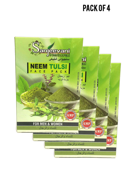 Sanjeevani Natural Neem Tulsi Face Pack 1box4x25g  For men and women Value Pack of 4 