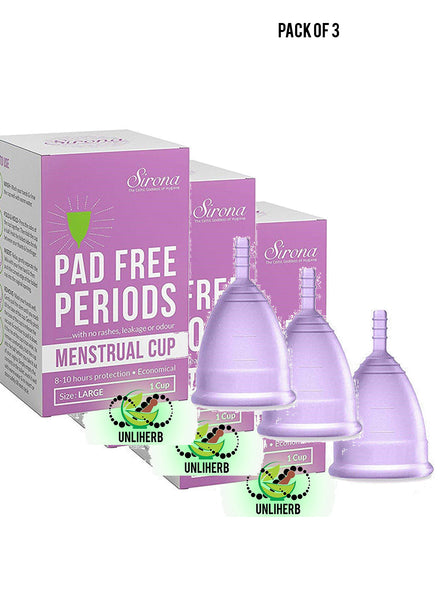 Sirona Pad Free Periods Menstrual Cup for Women Large Value Pack of 3 