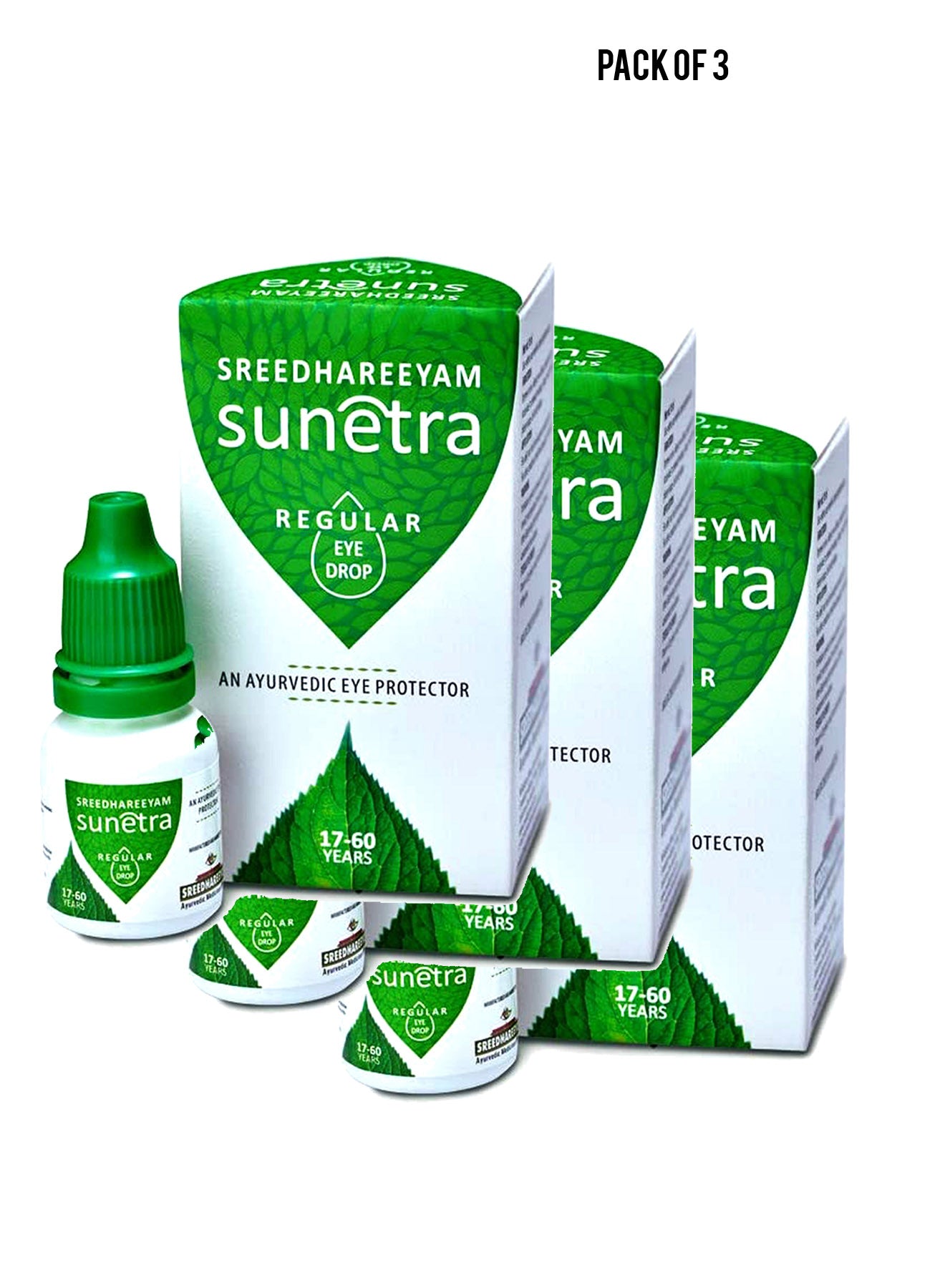 Sreedhareeyam Ayurveda Sunetra Regular Herbal Eyedrops 10ml 1760 Years Age Value Pack of 3 