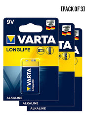 Varta Long Life 9VBlock Batteries Value Pack of 3 