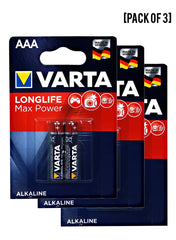 Varta Long Life Max Power Micro AAA Batteries 2 Units Value Pack of 3 
