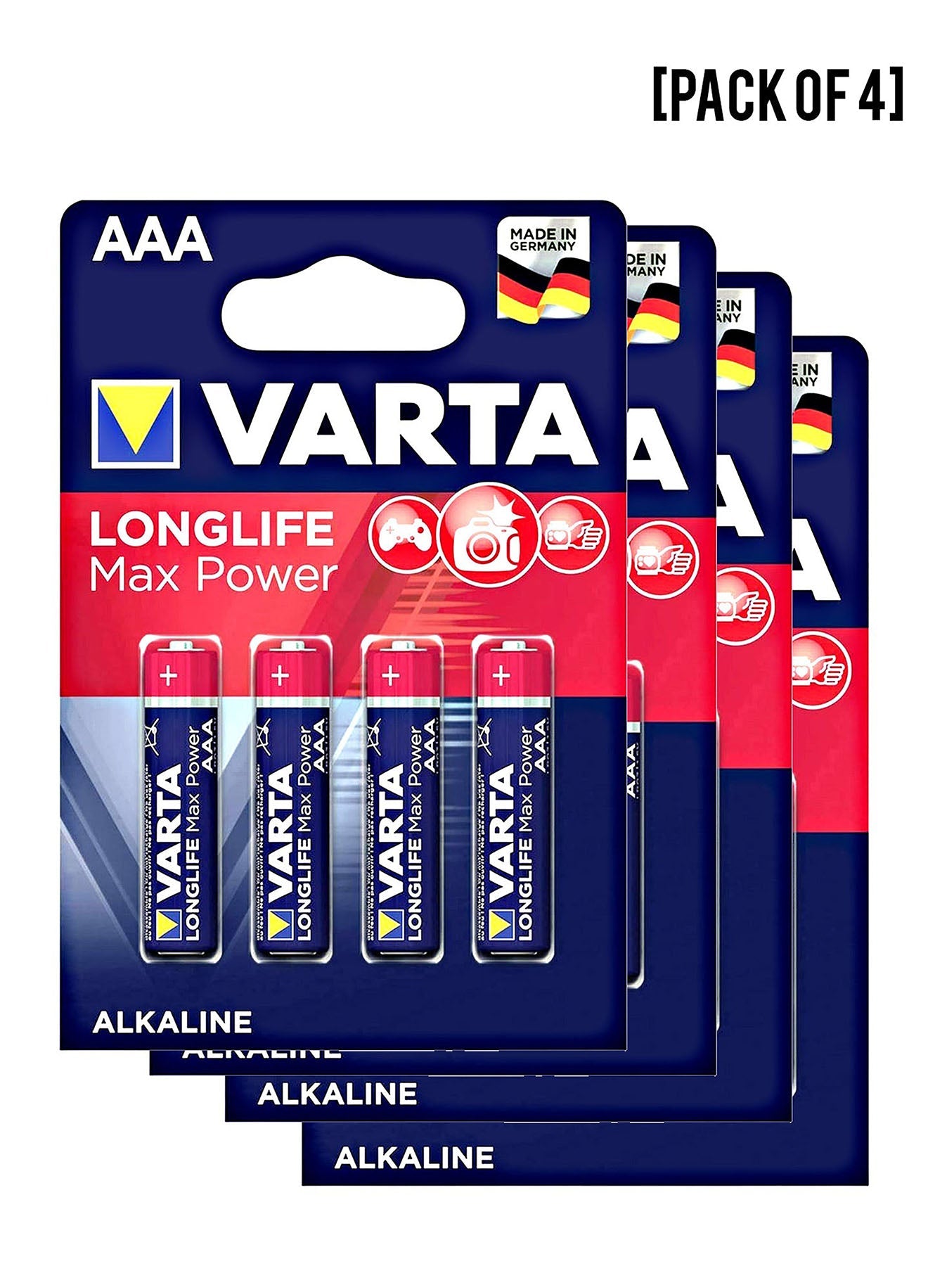 Varta Long Life Max Power Micro AAA Batteries 4 Units Value Pack of 4 