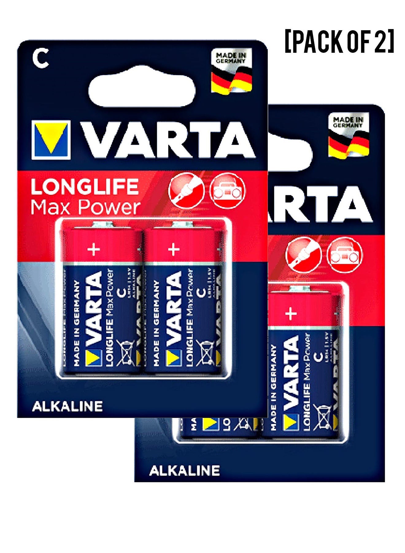 Varta Long Life MaxPower LR14 C Alkaline Battery 2Units Value Pack of 2 