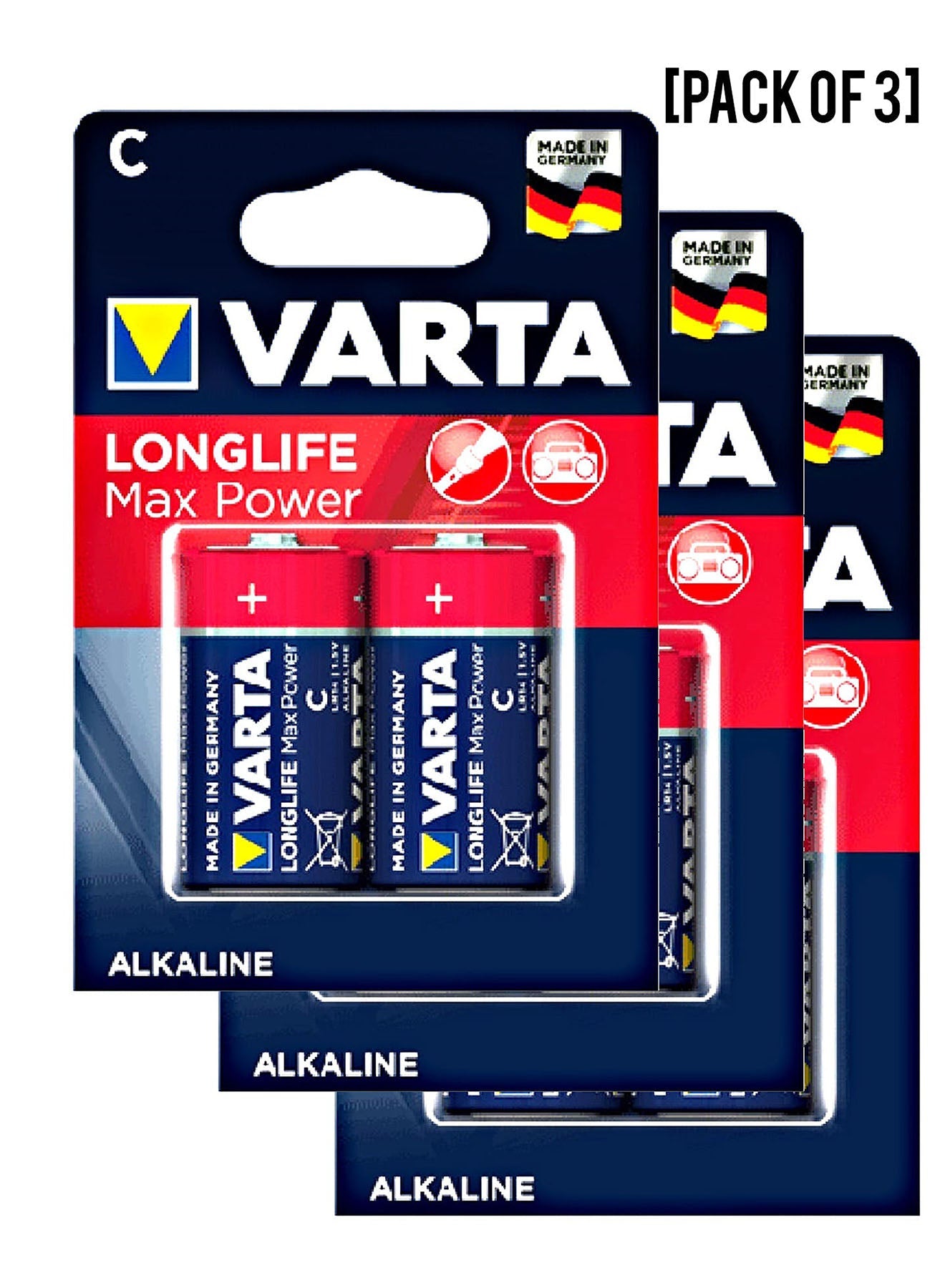 Varta Long Life MaxPower LR14 C Alkaline Battery 2Units Value Pack of 3 