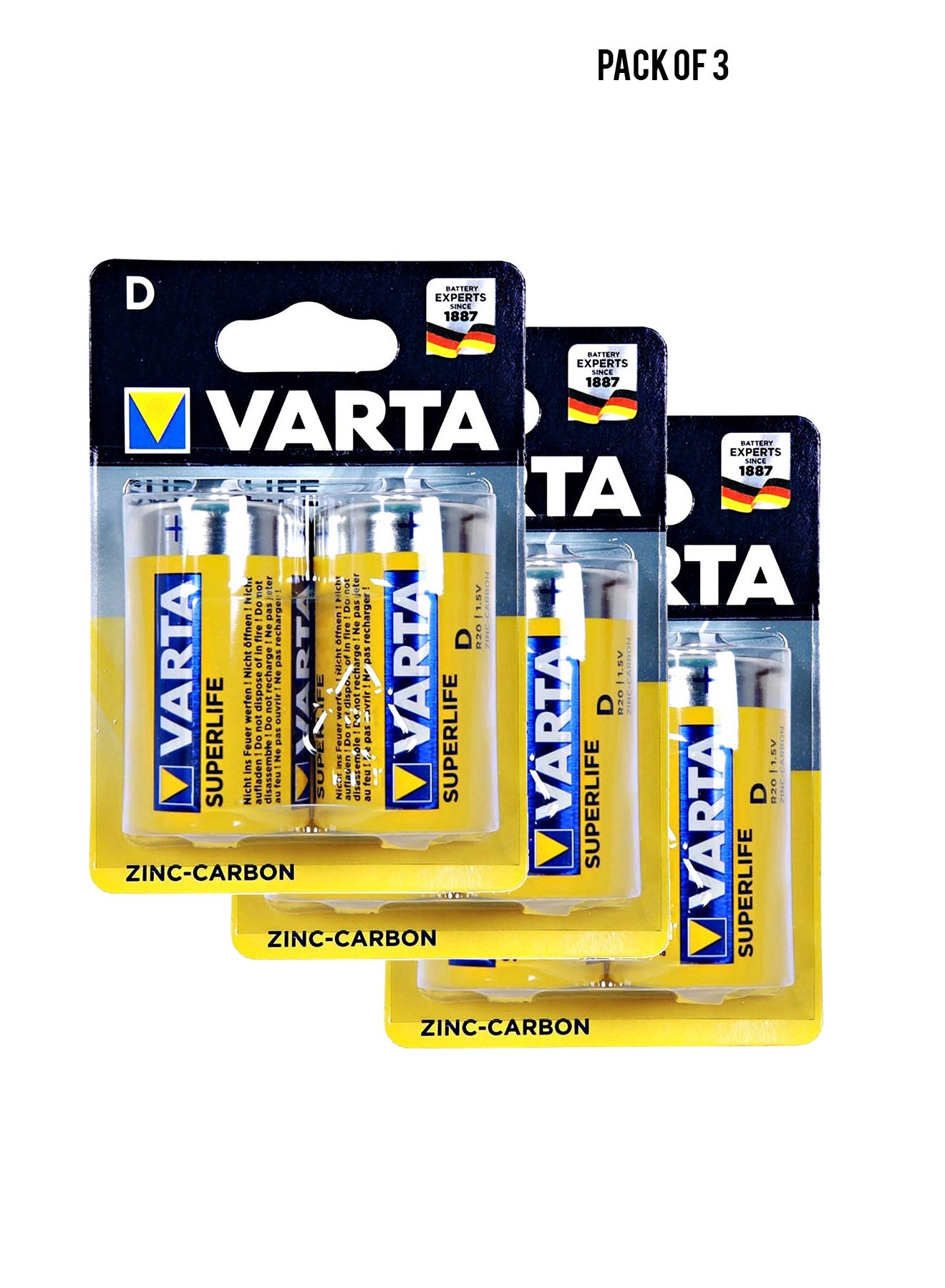 Varta Superlife R20D Battery 2 Unit Value Pack of 3 