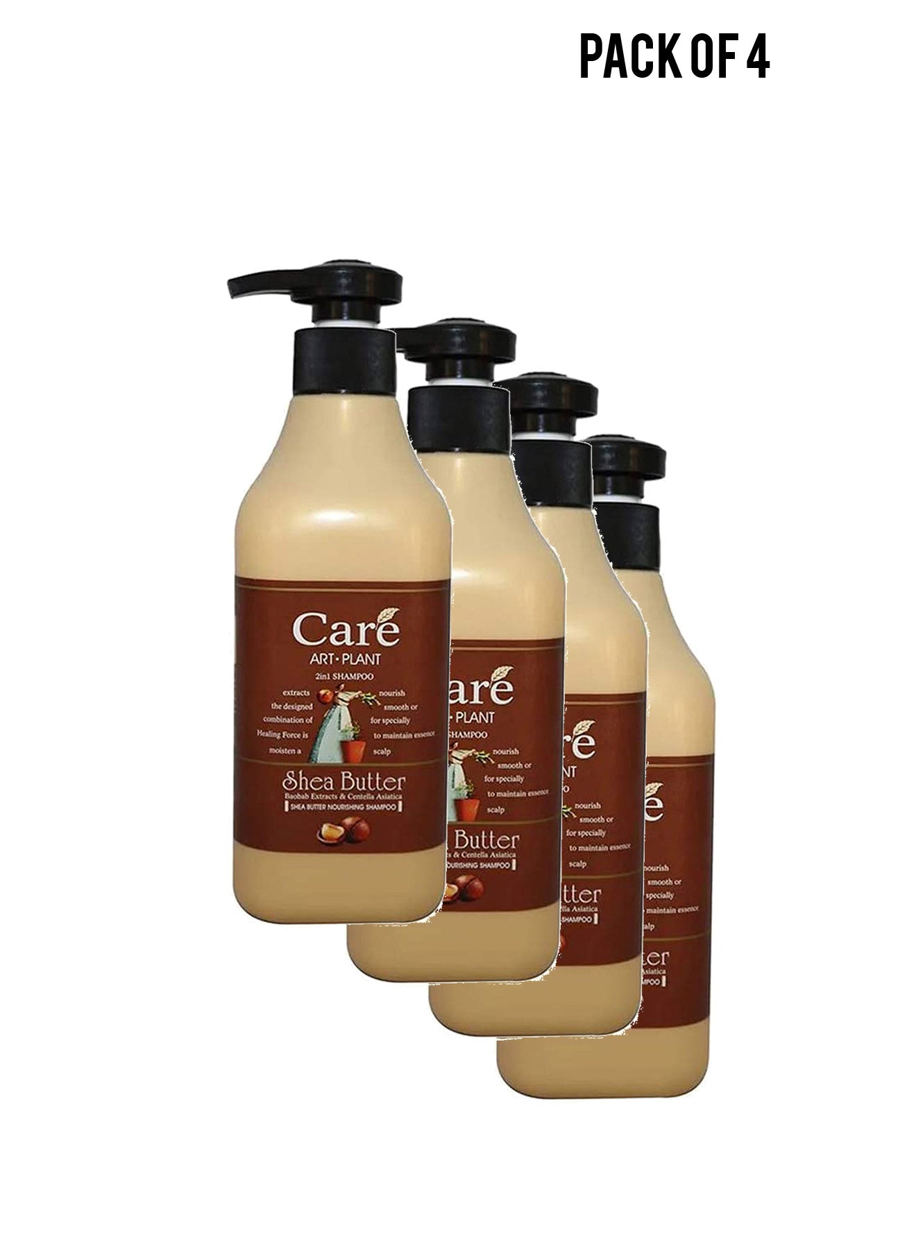 Washami Care Art Plant 2in1 Shea Butter Shampoo 460ml Value Pack of 4 