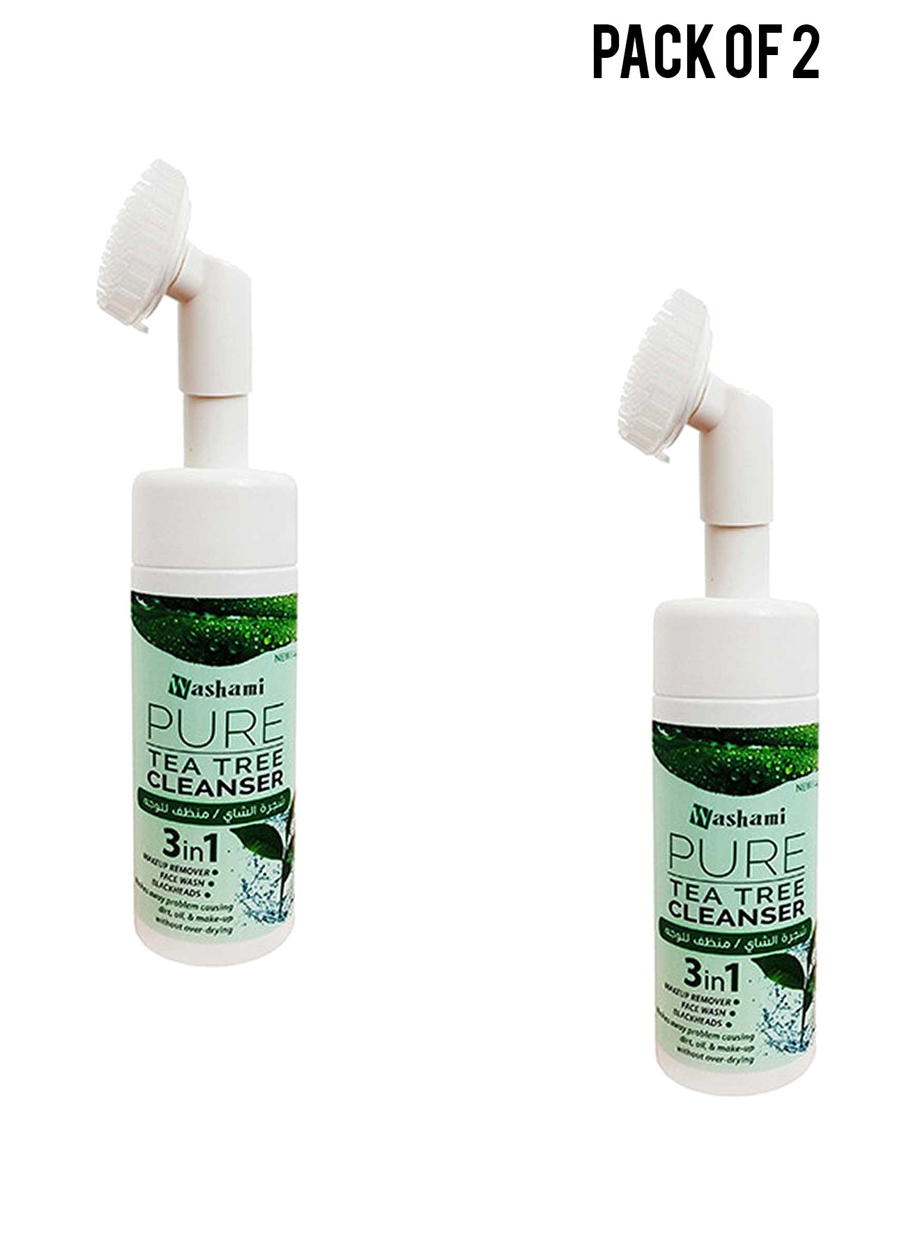 Washami Pure Tea Tree Cleanser 3 in 1 Value Pack of 2 