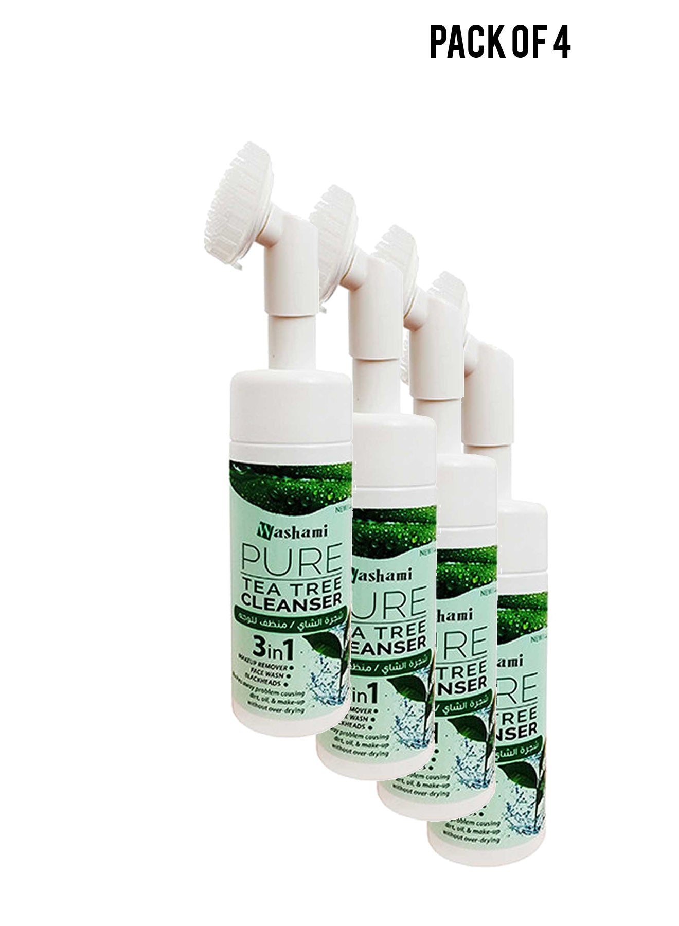 Washami Pure Tea Tree Cleanser 3 in 1 Value Pack of 4 